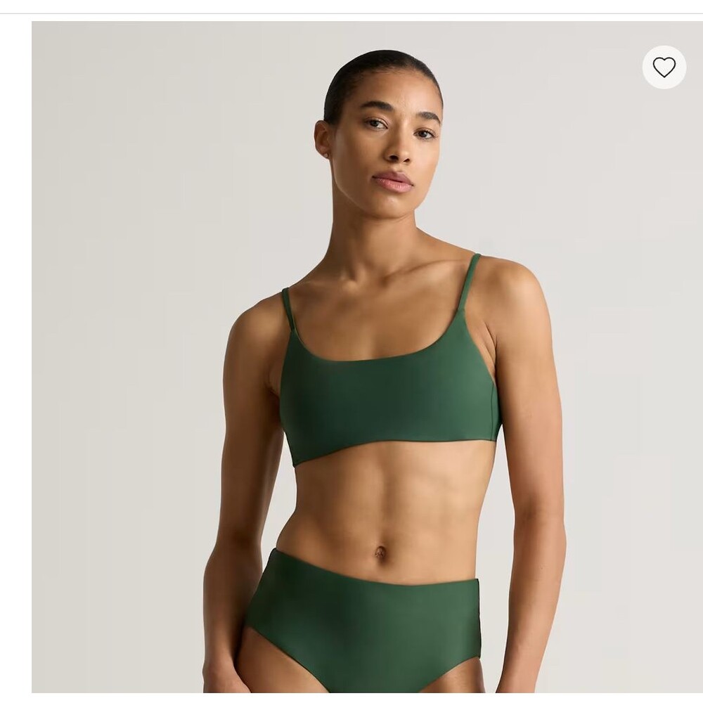 Quince Italian Scoop Neck Bikini Top Palm Green Size L Minimal Beach Resortwear